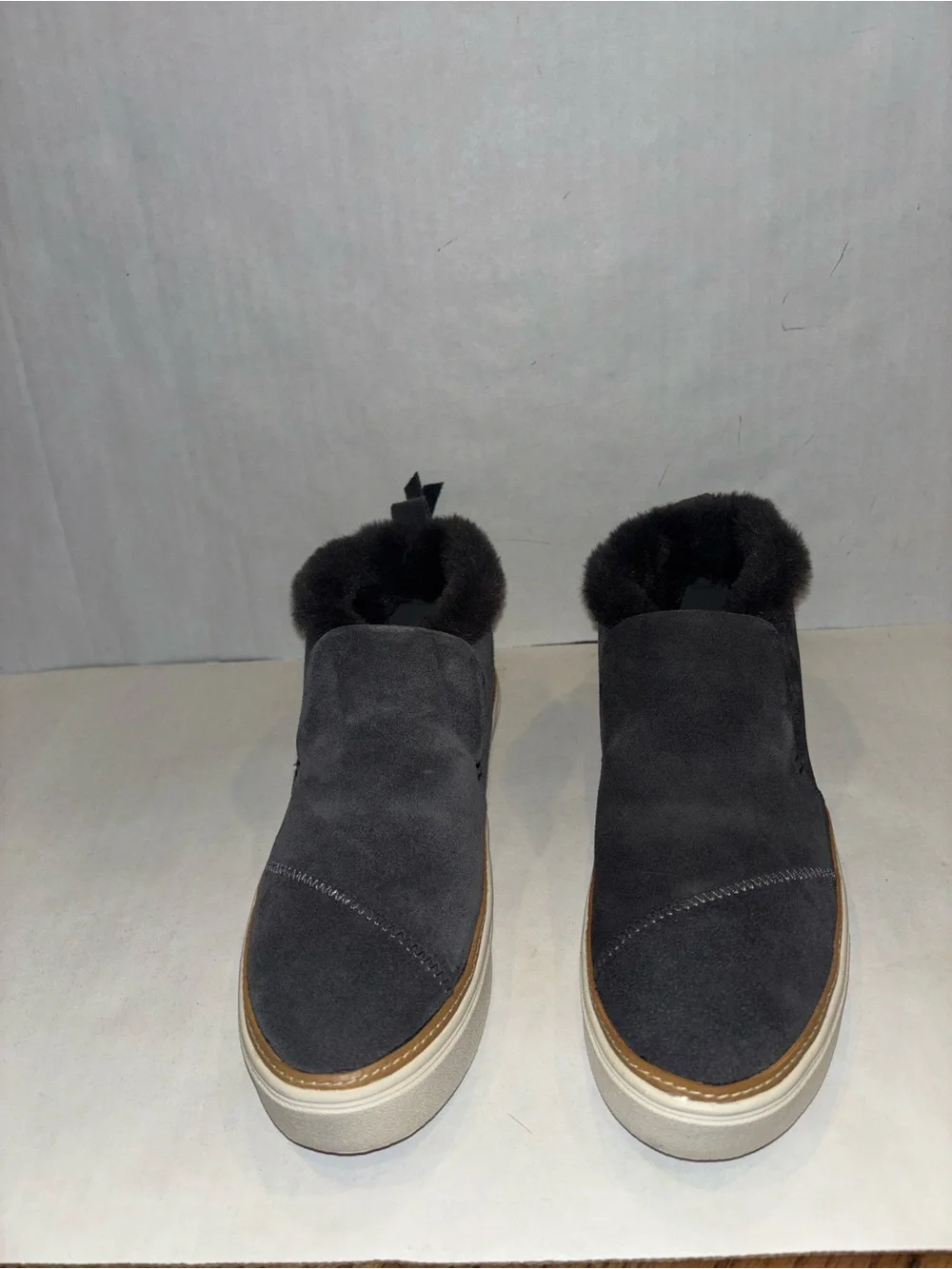 Toms Black Suede Shearling-Lined Ankle Booties